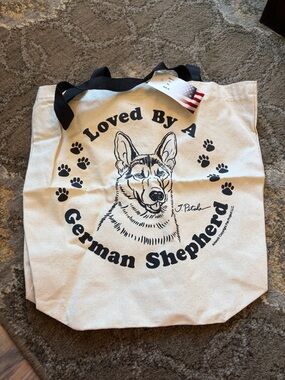 Canvas Tote Bag - Loved By A German Shepherd (Cream/Black)